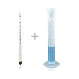 Aek-Tech 0-100 Uzun Form Alkol-Metre Hidrometre Ve 250ML Mezür Set
