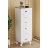 Aeka -3038 Belinda 6 Çekmeceli Şifonyer Parlak Beyaz 132 cm Yükseklik 45 cm Genişlik 36 cm Derinlik - Beyaz - Ahşap