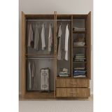 Aeka AE-1077 Terra 4 Kapaklı 2 Çekmeceli 3 Askılıklı Raflı 140X182X53 cm Gardırop - Çam