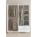 Aeka Ae-1077 Terra 4 Kapaklı 2 Çekmeceli 3 Askılıklı Raflı 140X182x53 Cm Gardırop