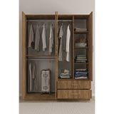 Aeka Ae-1077 Terra Atlantik Çam/atlantik Çam 4 Kapaklı 2 Çekmeceli 3 Askılıklı Raflı 140x182x53 Cm Gardırop