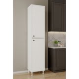 Aeka AE-2027 Lina 2 Kapaklı Çok Amaçlı Dolap 40X180 cm Raflı Dar Yüksek Boy Banyo Çok Bölmeli Depolama Dolabı - Beyaz - Beyaz