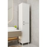 Aeka Ae-2027 Lina 2 Kapaklı Çok Amaçlı Dolap 40x180 Cm Raflı Dar Yüksek Boy Banyo Çok Bölmeli Depolama Dolabı Beyaz