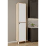 AEKA AE-2027 Lina 2 Kapaklı Çok Amaçlı Dolap 40x180 cm Raflı Dar Yüksek Boy Banyo Çok Bölmeli Depolama Dolabı
