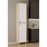 Aeka AE-2027 Lina 2 Kapaklı Raflı Dar Yüksek Boy Banyo Çok Bölmeli 40x180 cm Çok Amaçlı Dolap