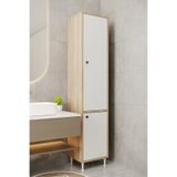 Aeka AE-2028 Soft 2 Kapaklı Çok Amaçlı Dolap 40X180 cm Raflı Dar Yüksek Boy Banyo Çok Bölmeli Depolama Dolabı