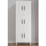 Aeka Ae-3010 Nehir Beyaz Cok Amacli Mutfak Dolabi & Banyo Dolabi, Kiler Dolabi, 6 Kapakli,6 Rafli,Ayakli