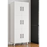 Aeka Ae-3010 Nehir Beyaz Çok Amaçlı Mutfak Dolabı ve banyo Dolabı,kiler Dolabı, 6 Kapaklı, 6 Raflı