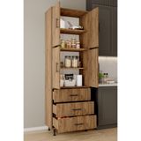 AEKA AE-3020 Irmak Atlantik Çam 4 Kapaklı Çok Amaçlı Dolap 3 Çekmeceli Raflı Mutfak Kiler Banyo 195x63x35 Çok Amaçlı Dolap