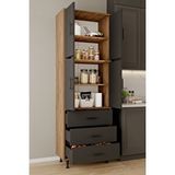 Aeka Ae-3020 Irmak Atlantik Çam/antrasit 4 Kapaklı Çok Amaçlı Dolap 3 Çekmeceli Raflı Mutfak Kiler Banyo 195x63x35 Çok Amaçlı Dolap