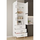 Aeka AE-3020 Irmak Beyaz/beyaz 4 Kapaklı Çok Amaçlı Dolap 3 Çekmeceli Raflı Mutfak Kiler Banyo 195X63X35 Çok Amaçlı Dolap