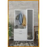 Aeka Ae-3042 Reina Aynalı Portmanto Askılık Vestiyer Ayakkabı Dolabı Çekmeceli Dolap Beyaz - 010 - Beyaz