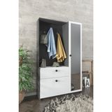 Aeka AE-3042 Reina Modern Tasarımlı Aynalı Delüx Vestiyer Ayakkabılık Portmanto Takımı Antrasit Gri 180 cm x 100 cm x 34 cm - 1229 Antrasit