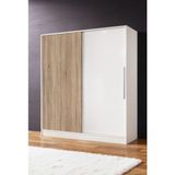 Aeka AE-4001 Zambak Sürgülü Dolap Çok Raflı Çekmeceli Askılı Beyaz Kasalı (Sonomo-Beyaz Kapaklı) Gardırop - Ahşap - Beyaz