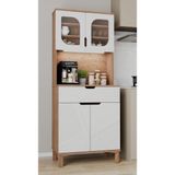 Aeka AE-9001 Barista Atlantik Çam/Beyaz 79.6 x 40 x 195.8 cm Çok Amaçlı Kahve Köşesi Mutfak Kiler Dolabı