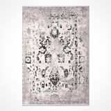 Aeliyah Gri Soyut Modern Geometrik Etnik Desenli Boho Makinada Yıkanabilir Hafif Hav Toz Vermez Leke Tutmaz Kaymaz Taban Dijital Makine Baskı Halı Oturma Odası Salon Yolluk Koridor Mutfak Halısı