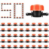 Aemygo 1/4 İnç Dikenli Kapatma Vanası, 50 Adet 1/4 "Evrensel Damla Sulama Borusu Kaplin Vanası, Bahçe, Çiçek Saksı, Tarım Arazileri, Çimler için Plastik Manuel Barb Vanası