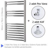 Aeon Krom Kaplama Çelik Havlupan + 2 Adet Pex Köşe Vana + 2 Adet Boru Gizleme