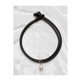 AERAS DESİNG Gerçek Barok İnci Detaylı Deri Choker Kolye Tasarım
