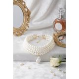 AERAS DESİNG İncili Altın Kaplama Choker Barok Tasma Kolye