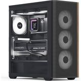 Aero Cool D501A Black 4X12CM A-Rgb Fanlı, Ahşap Ön Panel Detaylı, Tempered Cam Yan ve Mesh Ön Panel, USB Type-C, Atx Bilgisayar Kasası (AE-D501A-BK)