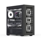 Aerocool D502A, Mid-Tower Kasa, oyun bilgisayarı kasası, Airflow Mesh ön panel tasarımı, 4 RGB fan dahil, ATX Micro-ATX ve Mini-ITX ana kartlarla uyumlu, temperli camdan yan panel, siyah