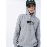 Aeropostale E-1276 Gri Melanj Kapüşon Yaka Baskılı Erkek Sweatshirt