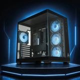 Aerstone Hyperion Panoramik Akvaryum Oyuncu Kasası | 7x120mm ARGB Fan | Dahili 1000W 80+ Gold Güç Kaynağı