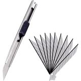 Aesco 1 Adet Ince Metal Gövdeli Maket Bıçağı Cep Tipi Mini Ince Falçata 10LU Yedek Uçlu Set - 41 Delft Blue