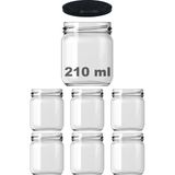 Aesco 10-1000 ml Farklı Boyutlarda Kavanoz (10-1000 Arası) cc Konserve Metal Kapaklı Cam Kavanoz 6 Adet (Şeffaf, 210 Cc)