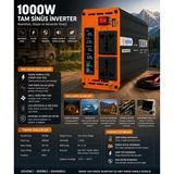 Aesco 1000W Tam Sinüs Inverter 12V Ac Çevirici | Sessiz Fanlı, USB Çıkışlı, Araç Karavan Tekne Solar Uyumlu Güç Inverteri ( Lisinya )