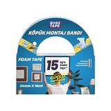 Aesco 15 kg Çift Taraflı Köpük Aksesuar Montaj Bandı 24 mm x 10M