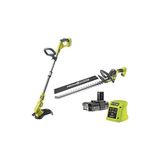 Aesco 18 V One+ Akülü Motorlu Tırpan ve Akülü Çalı Budama Makası Kombo Kit RY18LT18HTA-120 (Ayarlanabilir Kesim Genişliği 25 – 30 Cm, 55 cm Bıçaklı Çalı Makası, 24 mm Kesme Kalınlığı, 1 x 2,0 Ah ve