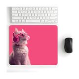 Aesco 18X22 cm Desenli Baskılı Mouse Pad Kaymaz Kauçuk Taban Ofis ve Home Ofis Kullanımına Uygun Komik Yazılı Tasarım Yüksek Baskı Kaliteli Küçük Boy Mouse Pedi Bilgisayar Laptop Aksesuar (Pink Vibes Cat) - Ahşap