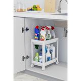 Aesco 2 Katlı Tekerlekli Düzenleyici Raf, Banyo Dolabı, Mutfak Tezgah ve Evye Altı