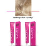 Aesco 2 Li Set Premium 12.01 Yoğun Küllü Süper Açıcı - Kalıcı Krem Saç Boyası 2 x 50 G Tüp