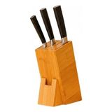 Aesco 220 mm Eğik Tasarımlı Bambu Bıçak Standı, Kaymaz Taban ile Pratik Mutfak Düzenleyici