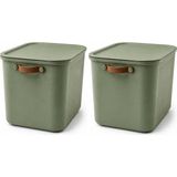 Aesco 23 Lt Kapaklı Organizer Kutu – Yan Kulplu Büyük Boy Plastik Saklama ve Depolama Kutusu – Çok Amaçlı Düzenleyici Kutu – Dolap, Banyo, Ofis ve Oyuncak Düzeni Için (40X30X25CM) (2) - 0-Koyu Mavi - 1 Adet