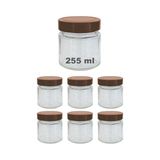 Aesco 255 ml Kavanoz Metal Derin Kapaklı 255 cc Şeffaf Reçel, Marmelat Cam Kavanoz Deep 6 Adet (Bakır Kapak)