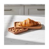 Aesco 2'li Doğal Akasya Ahşap Dikdörtgen Servis Tabağı ve Çerezlik Seti – 12X9 cm ve 20X11 cm Kahve Yanı Sunumluk, Sushi ve Meze Tepsisi (Ikili Takım)