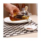 Aesco 2'si 1 Arada Cam Yağlık ve Sirkelik - Iç Içe Geçmeli Çift Hazneli Dekoratif Sosluk - Mantar Kapaklı Zeytinyağı ve Sirke Şişesi (240ML + 60ML)
