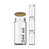 Aesco 3 Adet 224 ml Cam Kavanoz, Gold Metal Kapaklı, Şeffaf Konserve Kavanozu (224 Mililitre)