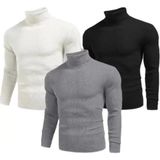 Aesco 3 Adet Unisex Kaşkorse Boğazlı Full Likralı Fitilli Body Kazak - Siyah - Standart