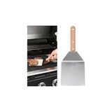 Aesco 30 cm Paslanmaz Çelik Izgara Hamburger Spatulası, Ahşap Sap, Barbekü Mangal Spatulası - 0,5 x 7 cm
