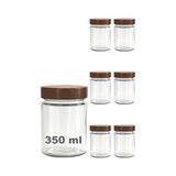 Aesco 350 ml Kavanoz Metal Derin Kapaklı 350 cc Şeffaf Reçel, Marmelat Cam Kavanoz Deep 6 Adet (Bakır Kapak)
