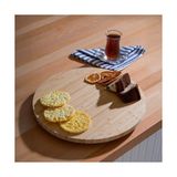 Aesco 35CM Döner Mekanizmalı Kalın Bambu Yuvarlak Pizza ve Sunum Tepsisi, 360 Derece Dönebilen Kahvaltı Sunum, Pizza Sunum ve Börek Sunum Tepsisi (35CM*35CM*2CM) - 0,60 x 19 x 29 cm