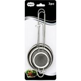 Aesco 3pcs Set Mini= 5-7-8cm Tel Süzgeç Metal Çerçece Metal Sap=8.5-10.5-10.5cm