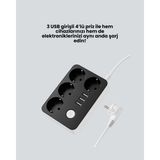 Aesco 4.1A Hızlı Şarjlı Akım Korumalı 4 Priz ve 3 USB Çıkışlı Priz - Lisinya