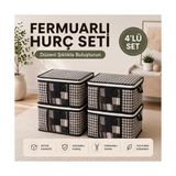 Aesco 4 Adet Lüks Pencereli Çok Amaçlı Dolap Düzenleyici Hurç Çorap Hurcu 34 x 22 x 22 cm (Siyah)