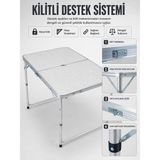 Aesco 4 Kişilik Katlanabilir Kamp Masası Seti 4 Tabureli 50-65 cm Ayarlanabilir Yükseklik